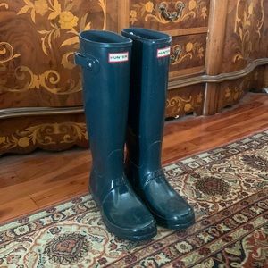 Hunter Tall Rain Boots - US 8 (Glossy Dark Teal)